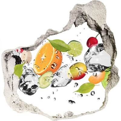 Hole wall sticker Fruit cocktail in a waterfall