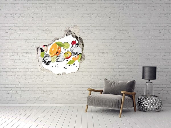 Hole wall sticker Fruit cocktail in a waterfall