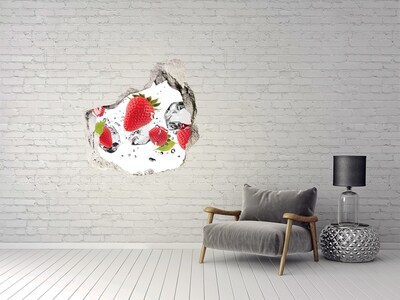 Hole in the wall decal Strawberries and water