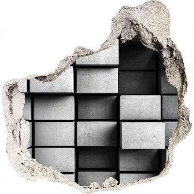Hole in the wall decal Broken wall with concrete blocks