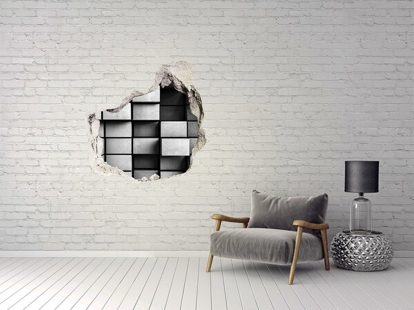 Hole in the wall decal Broken wall with concrete blocks