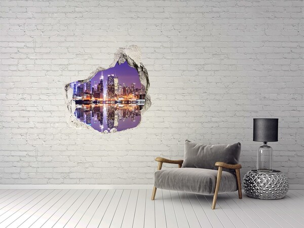 3D wall hole wallpaper New York at night
