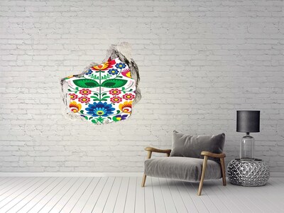 Hole in the wall sticker Floral pattern on a concrete background