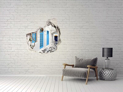 3D wall hole wallpaper Greek streets