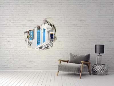 3D wall hole wallpaper The charming streets of Greece