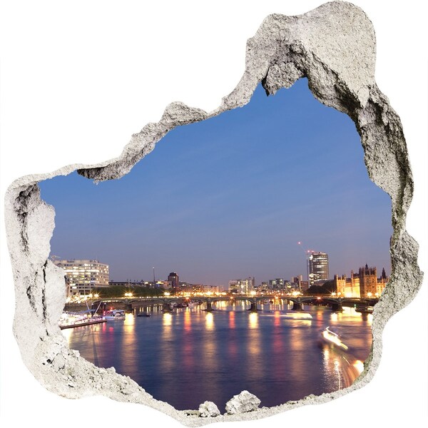 3D wall hole wallpaper View of London at night