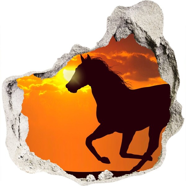 Hole wall sticker Horse at sunset
