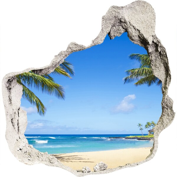 Hole wall sticker Caribbean Beach Through a Hole in the Wall