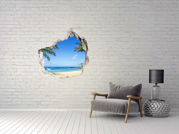 Hole wall sticker Caribbean Beach Through a Hole in the Wall