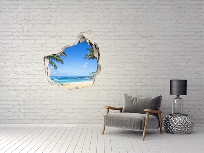 Hole wall sticker Caribbean Beach Through a Hole in the Wall