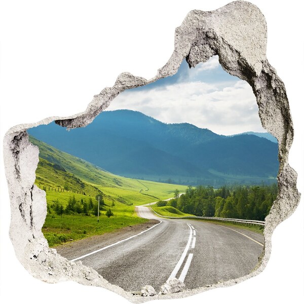 Hole wall sticker A picturesque road in the mountains