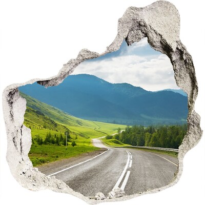 Hole wall sticker A picturesque road in the mountains