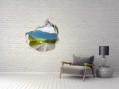 Hole wall sticker A picturesque road in the mountains