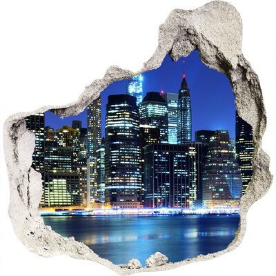 Hole in the wall decal New York skyline at night