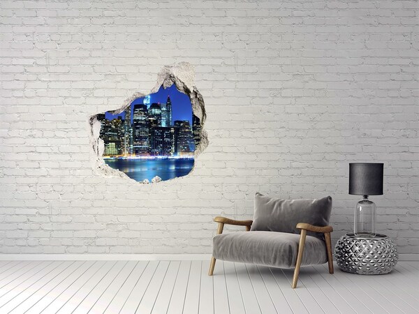 Hole in the wall decal New York skyline at night