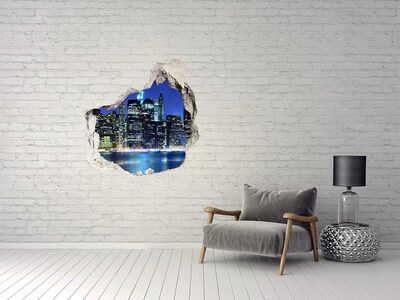 Hole in the wall decal New York skyline at night