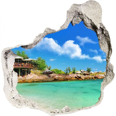 Hole wall sticker Seychelles beach