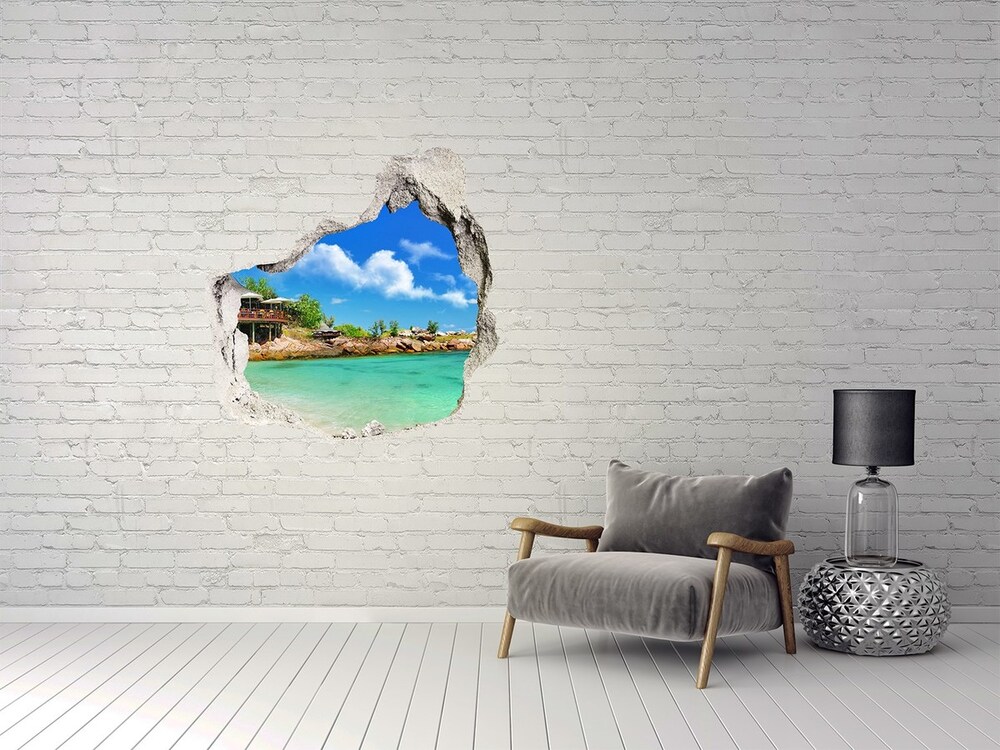 Hole wall sticker Seychelles beach