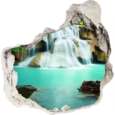 Hole wall sticker A waterfall in a tropical paradise