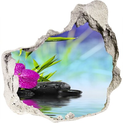 3D wall hole An oasis of peace with an orchid