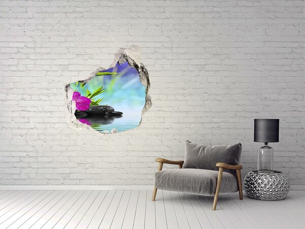 3D wall hole An oasis of peace with an orchid