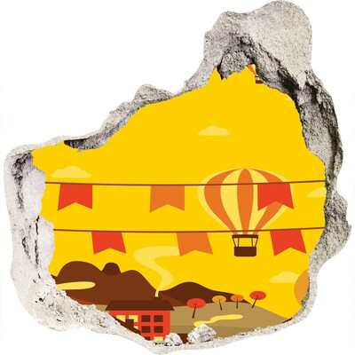 Hole wall sticker Balloon landscape in the mountains