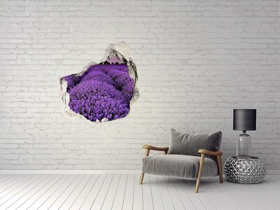 3D wall hole wallpaper A lavender field in full bloom