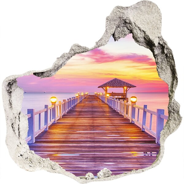 Hole wall sticker Sunset over the pier