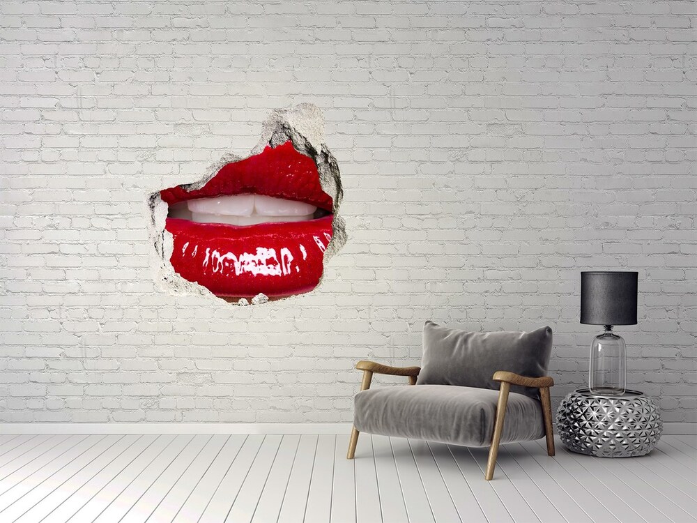 Hole wall sticker Red lips