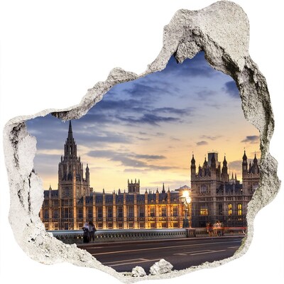 Hole in the wall decal Sunset over London
