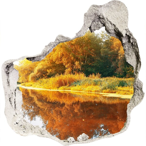 Hole in the wall decal Autumn landscape by the river