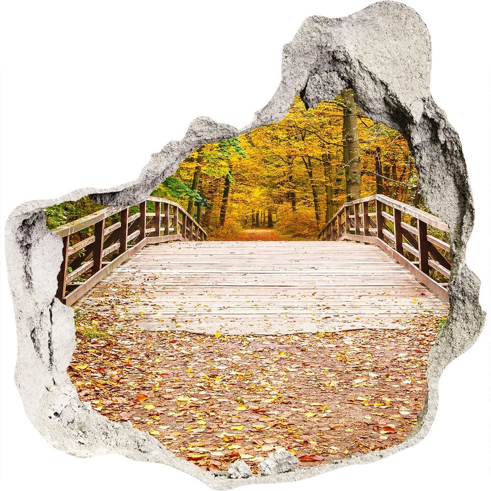 Hole in the wall decal Bridge in the Forest Autumn