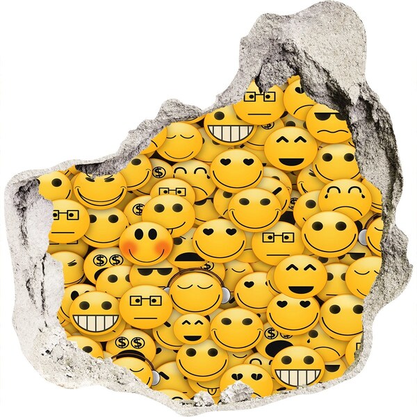 Hole in the wall decal Smiling Emojis in a Hole in the Wall