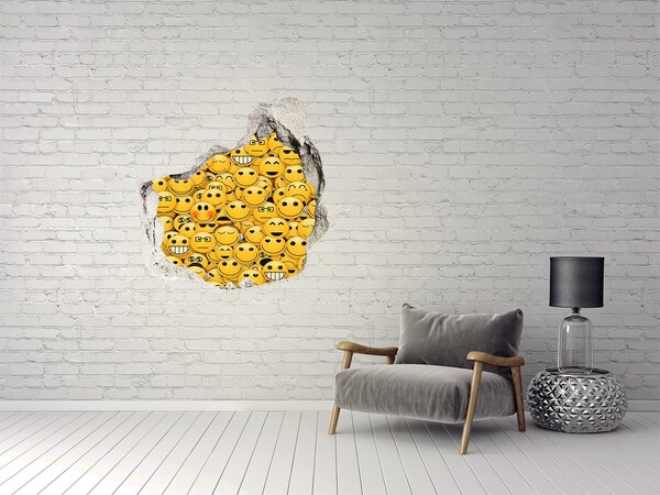 Hole in the wall decal Smiling Emojis in a Hole in the Wall
