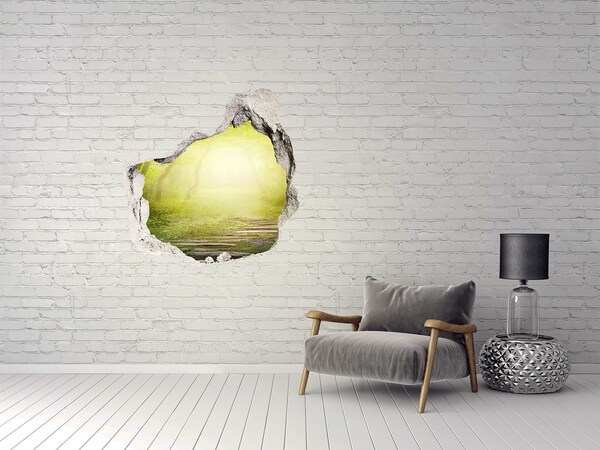 3D wall hole wallpaper Tunnel of trees