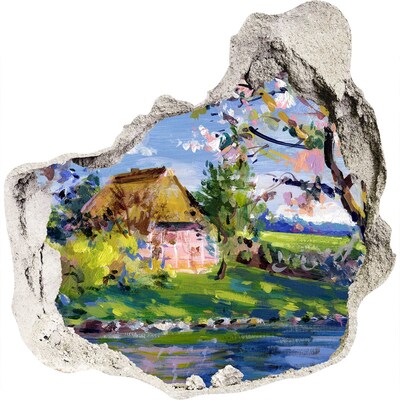 Hole in the wall sticker Spring landscape