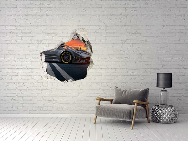 Hole in the wall decal A racing car on the track