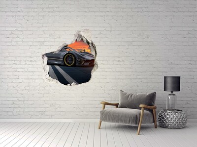 Hole in the wall decal A racing car on the track