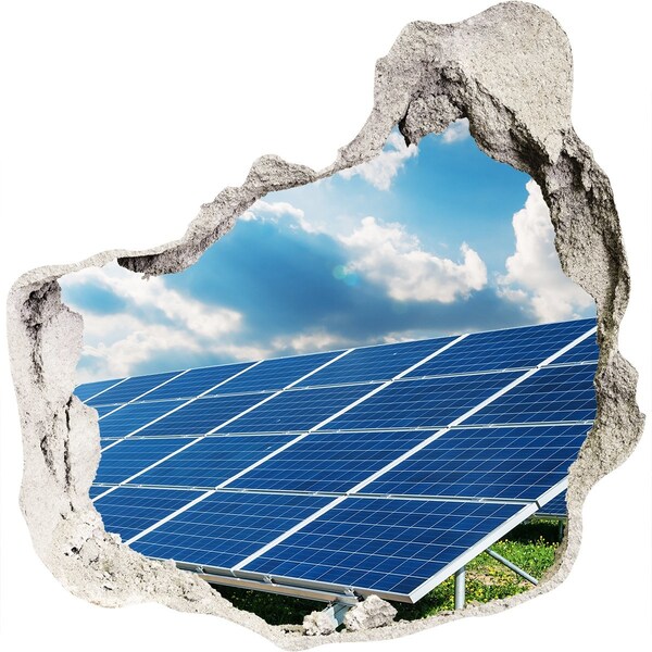 Hole wall sticker Solar panels in the clouds