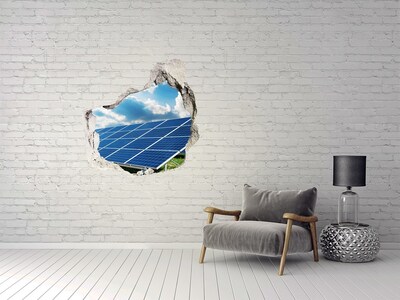 Hole wall sticker Solar panels in the clouds