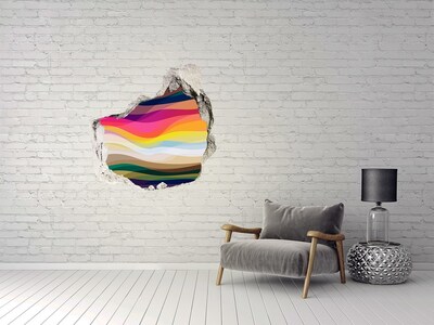 Hole in the wall sticker Colorful waves on a concrete background