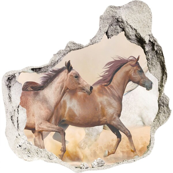Hole wall sticker Galloping horses in the wild