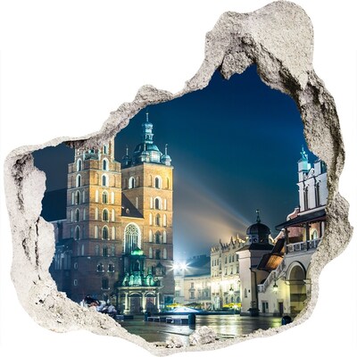 Hole in the wall decal Krakow at night