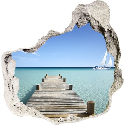 3D wall hole Pier over the turquoise sea