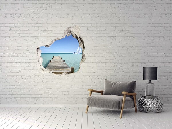 3D wall hole Pier over the turquoise sea
