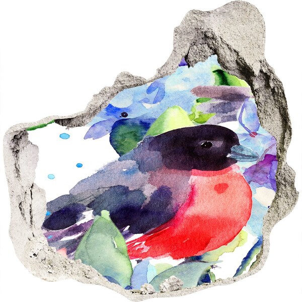 3D wall hole A bird in a colorful composition
