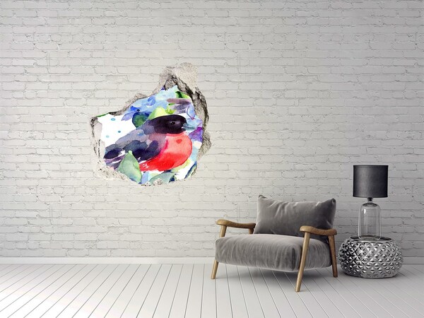 3D wall hole A bird in a colorful composition