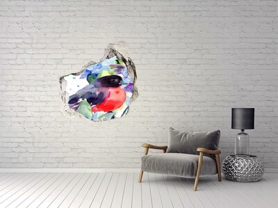 3D wall hole A bird in a colorful composition