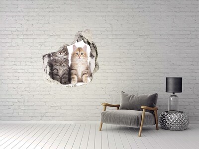 3D wall hole wallpaper Cats in a Hole in the Wall