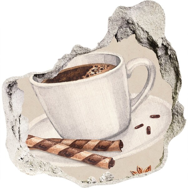 Hole wall sticker Coffee with cookies